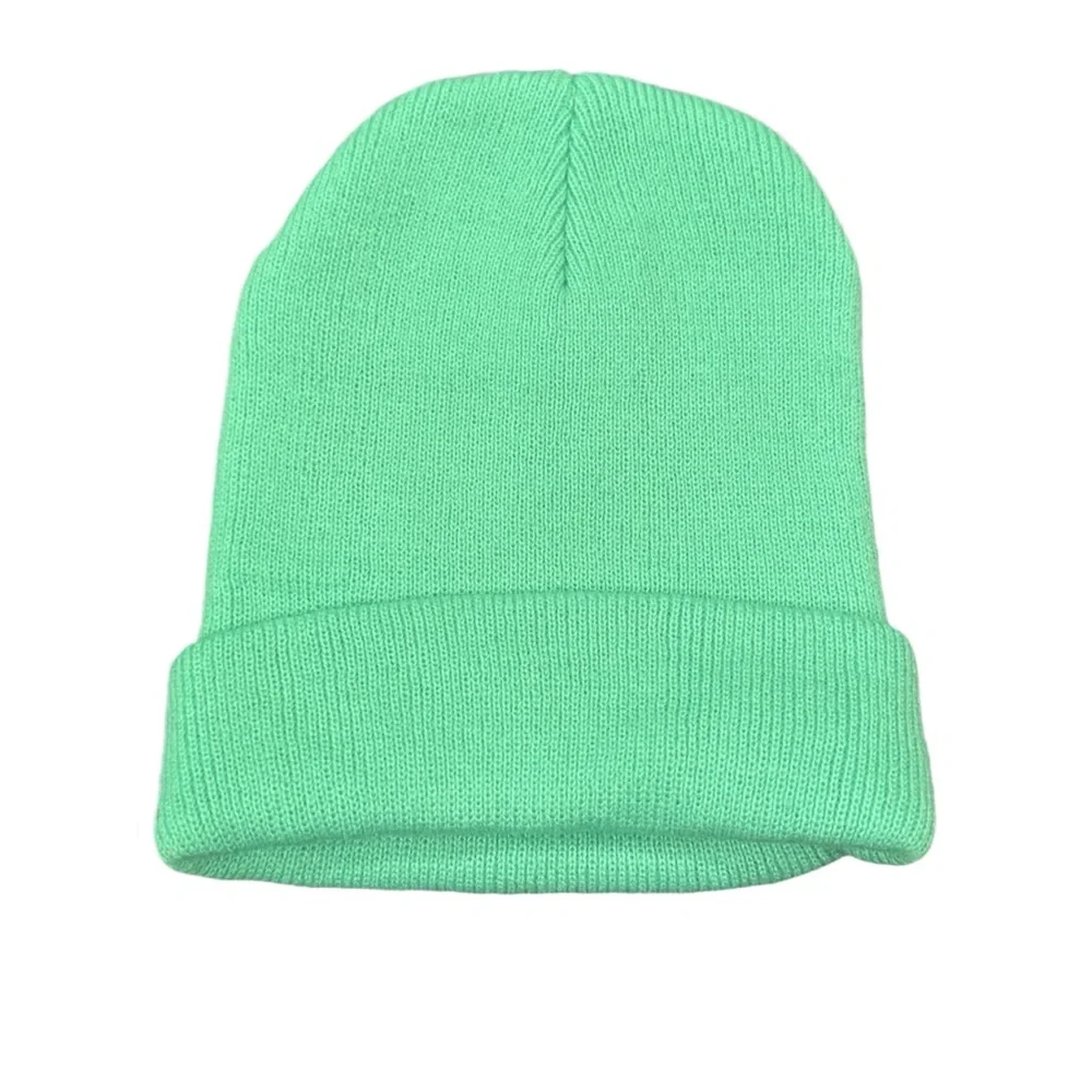 Neon Green Beanie EUC Knit Cap Hat Winter